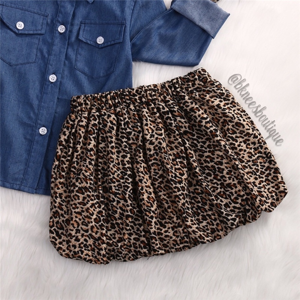 Matching Denim Cheetah Girl Flow Y Outfit Set - Picture 4 of 7